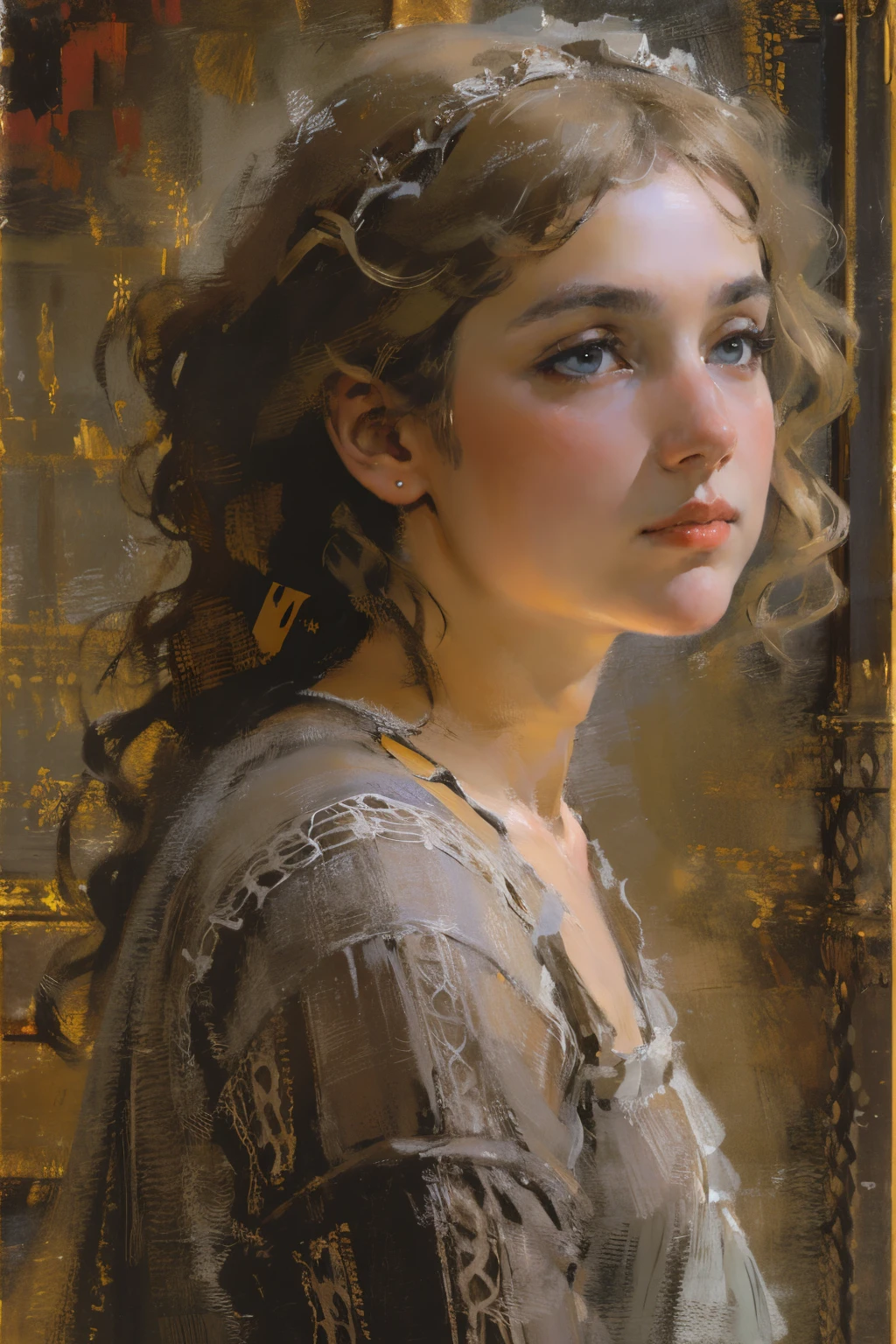 (Best quality at best,actual:1.37),Renaissance Minimalist Oil Painting,Beautiful girl,Detailed eyes,Subtle color palette,fine brushwork,Fantastic atmosphere,with light glowing,Soft light and shadow,vivid emotional description,Timeless elegance,Meticulous attention to detail,Subtle and refined texture,Harmonious composition,Understated beauty,Classic art,serene environment,A unique perspective.
