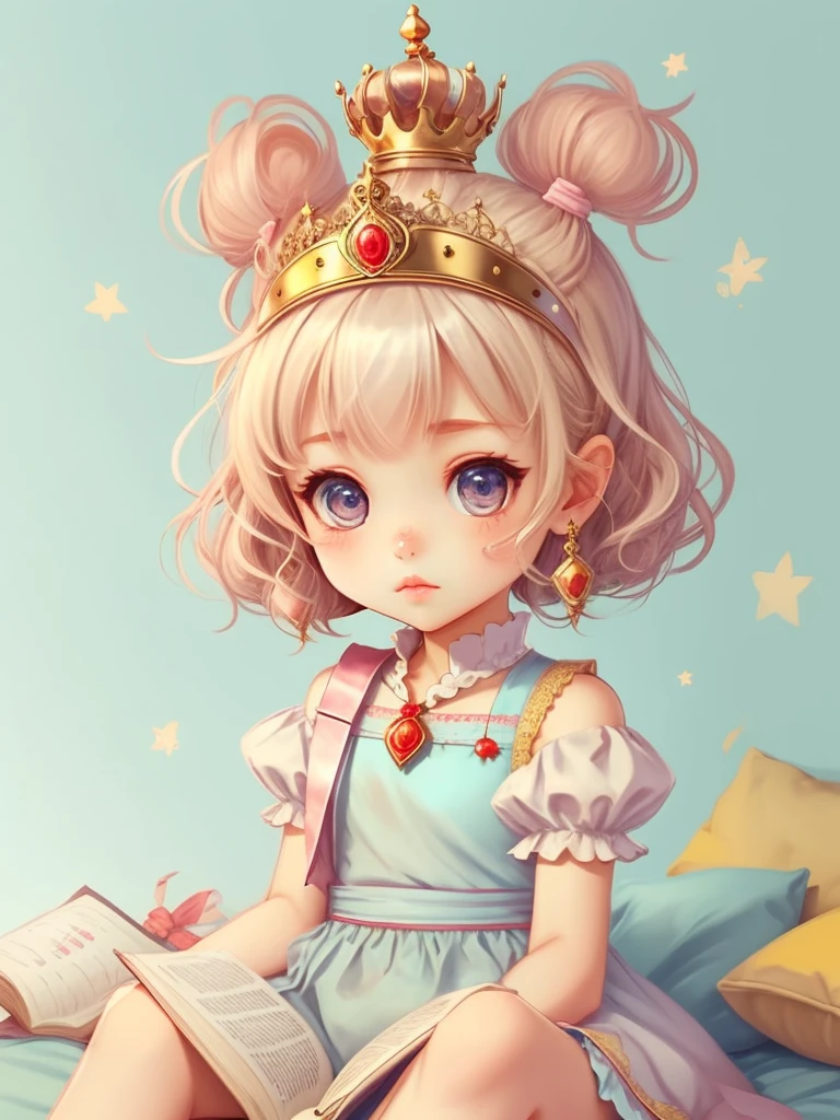 Chibi Princess, I read a book, After reading, it's snack time, Jan 08k, rendering, pastel colour, Transform, original, masterpiece, Highest quality, Highest quality, forget-me-not