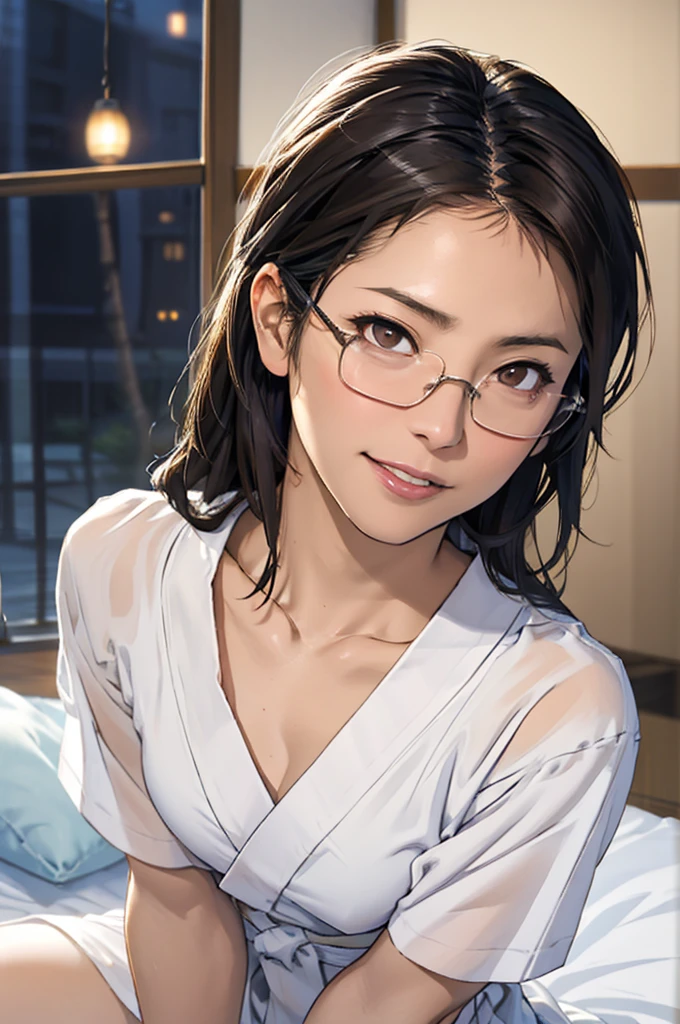 NSFW:2.0,masterpiece, 最high quality, high quality, High resolution, high quality texture, high quality shadows, High resolution, Beautiful details, Detailed CG, Detailed Texture, Realistic representation of face, Realistic, colorful, delicate, Cinematic Light, Side light, Lens flare, Ray Tracing, sharp concentrated, (1 Girl,concentrated:1.3), ( Intricate details, compensate, PureErosFaceV1:0.5), (細部まで美しいdelicateな顔, 緻密で美しいdelicateな瞳, Perfect Facial Proportions, Dense skin, Optimal ratio of four fingers to one thumb, Arms under chest, medium breasts, Wide Hips, Smooth upper abdomen, Tilt,in Japan ,middle hair ,wavy hair , Without hands, 30 years old,Brown eyes,Glasses,night,Hot spring inn,futon,tatami,Yukata,adultery,house wife, orgasm face,curvy,supright straddle, bich, sweat,missionary, 1boy, penis, lying, vaginal, pov, spread legs, sex, nsfw