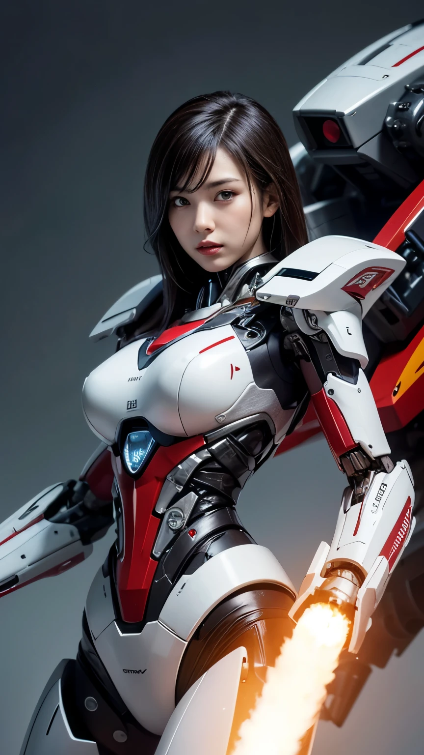 Textured skin, Super Detail, high details, High quality, Best Quality, hight resolution, 1080p, hard disk, beautiful,(War Machine),(Rocket Missile),Beautiful Cyborg Woman,Mecha Cyborg Girl,Battle Mode,Girl with a mecha body,A powerful cyborg woman, sleek and futuristic, with advanced mechanical augmentations that enhance her strength and capabilities.