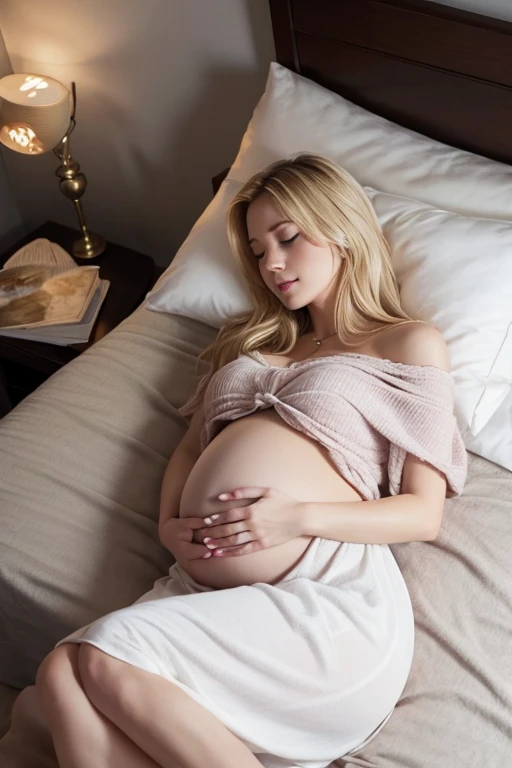 Pregnant women、Caucasian、Blonde、Clothing、Sleep in bed