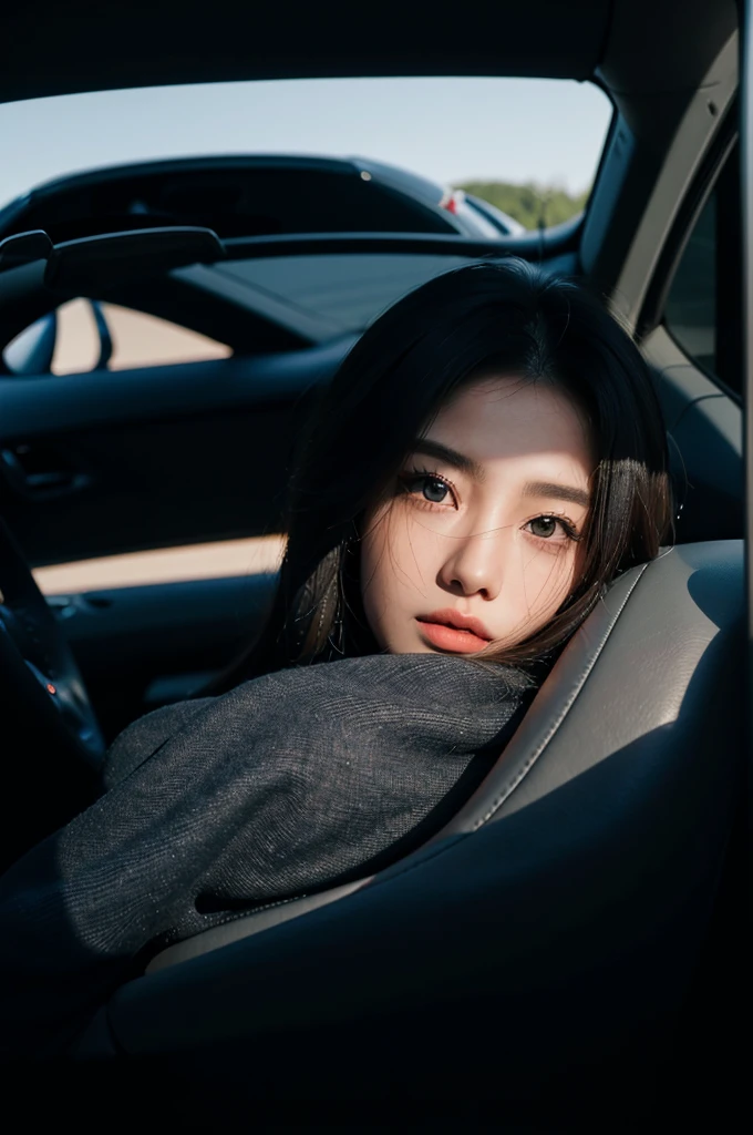 (Best quality,4K,8K,A high resolution,Masterpiece:1.2),Ultra-detailed,(Realistic,Photorealistic,photo-realistic:1.37),Car model,korean beautifull girl,mesmerizing looks,stunning features,Perfectly styled hair,Beautiful eyes with long eyelashes,Full and luscious lips,Flawless complexion,slim and toned body,Wear a stylish and elegant dress,Show yourself confidently in front of a luxury sports car,The brilliant lights highlight her beauty,Bright colors enhance the overall image,Studio setup with professional photography techniques,Showcasing the perfect combination of beauty and automotive craftsmanship.