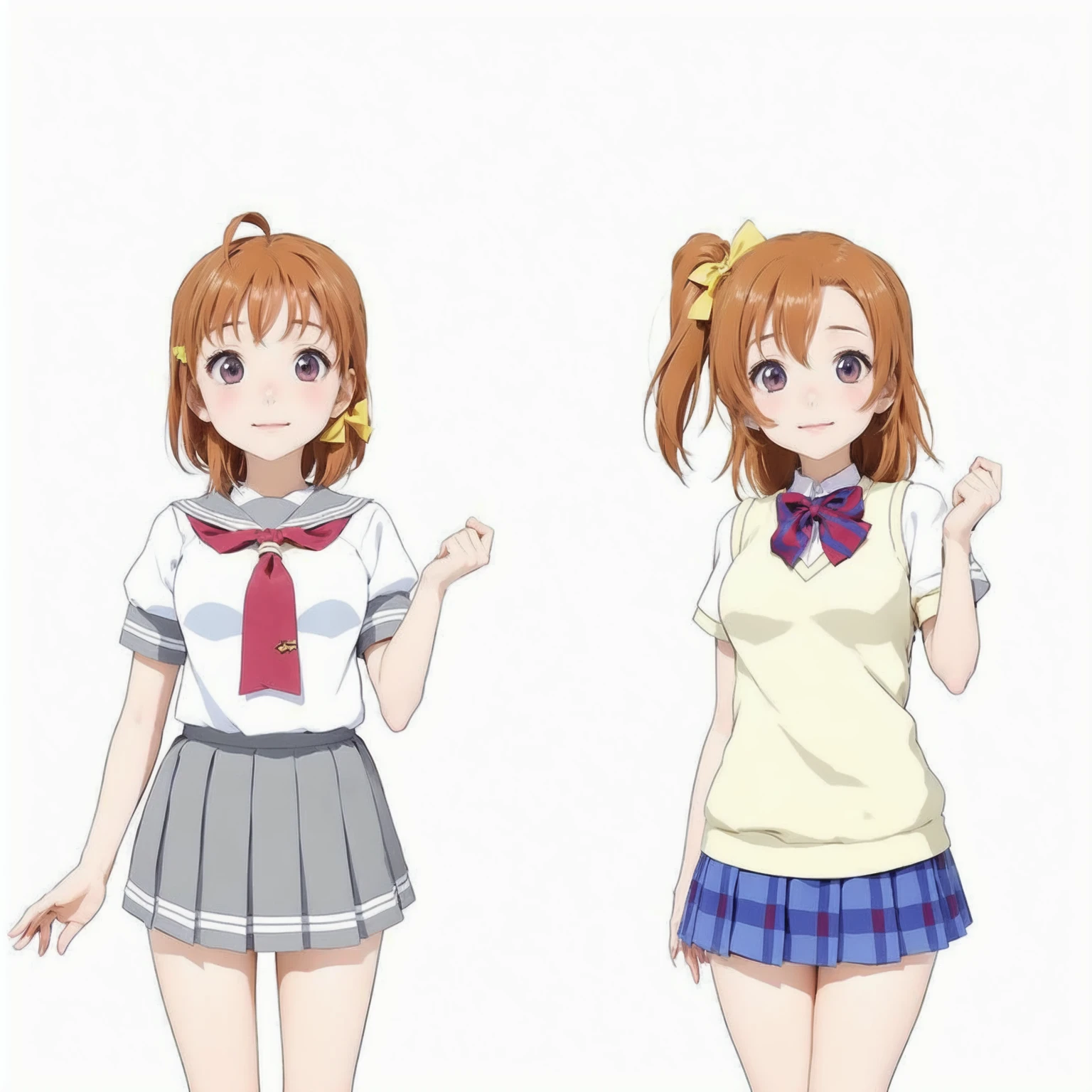 anime characters of a girl and a boy in school uniforms, in style of kyoto animation, official studio anime still, two beautiful anime girls, official anime still, hololive, kyoani, anime cgi style, twintails, rei hiroe, anime girls, still from tv anime, kawaii hq render, kyoto animation still, yuruyuri, various pose