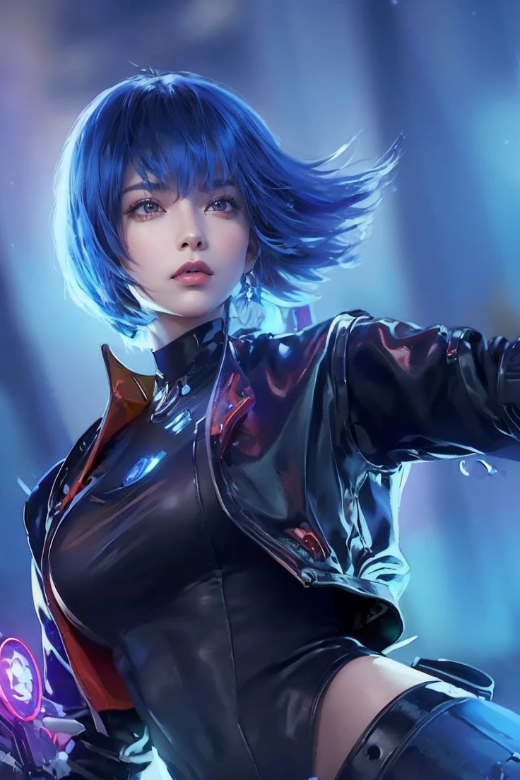 (masterpiece), (best quality), (best detail), (distant general view), (postage stamp),(main color of illustration: bright saturated red), (secondary color: lapis lazuli), a red cafe racer motorcycle driven by a woman with defiant stance, very detailed chassis, futuristic western scenery, night (many stars, moon), shading (detailed, much contrast), very saturated pulp colors