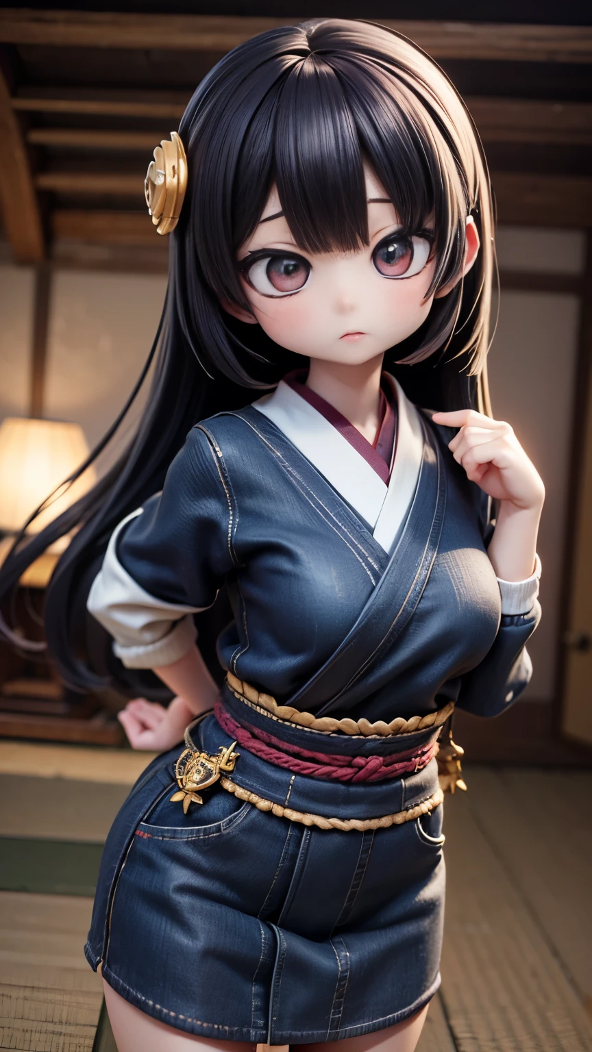 (masterpiece, 最high quality, 最high quality, Official Art, beautifully、aesthetic:1.2), (Chibi Character:1.3、2:2:1.3), Very detailed,colorful,Most detailed,night、深night、Degrees of Freedom:1.8、Anatomically correct、(Dynamic pose), , (Shiny skin), (Many colors:1.4), beautiful、Japanese、Super big breasts:1.99、Small waist:1.3、High resolution、high quality、high resolution、Realistic、realism、Photorealistic、Realistic textured face and body、beautiful、Rainbow Hair、realism、Realistic、Photorealistic、Raw photo、超A high resolution 、SLR、Octane Rendering、dynamicポーズ、Dynamic Action、Sharp Eye、Heavy makeup、dynamic、Dynamic Action、