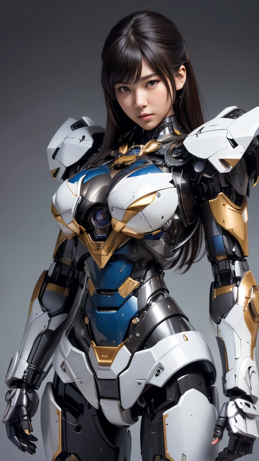 Textured skin, Super Detail, high details, High quality, Best Quality, hight resolution, 1080p, hard disk, Beautiful,(Super Heroine),Oppai Missile,beautiful cyborg woman,Mecha Cyborg Girl,Battle Mode,Girl with a Mecha Body,She wears a battle cyborg mech with a weapon,Fulll body Shot