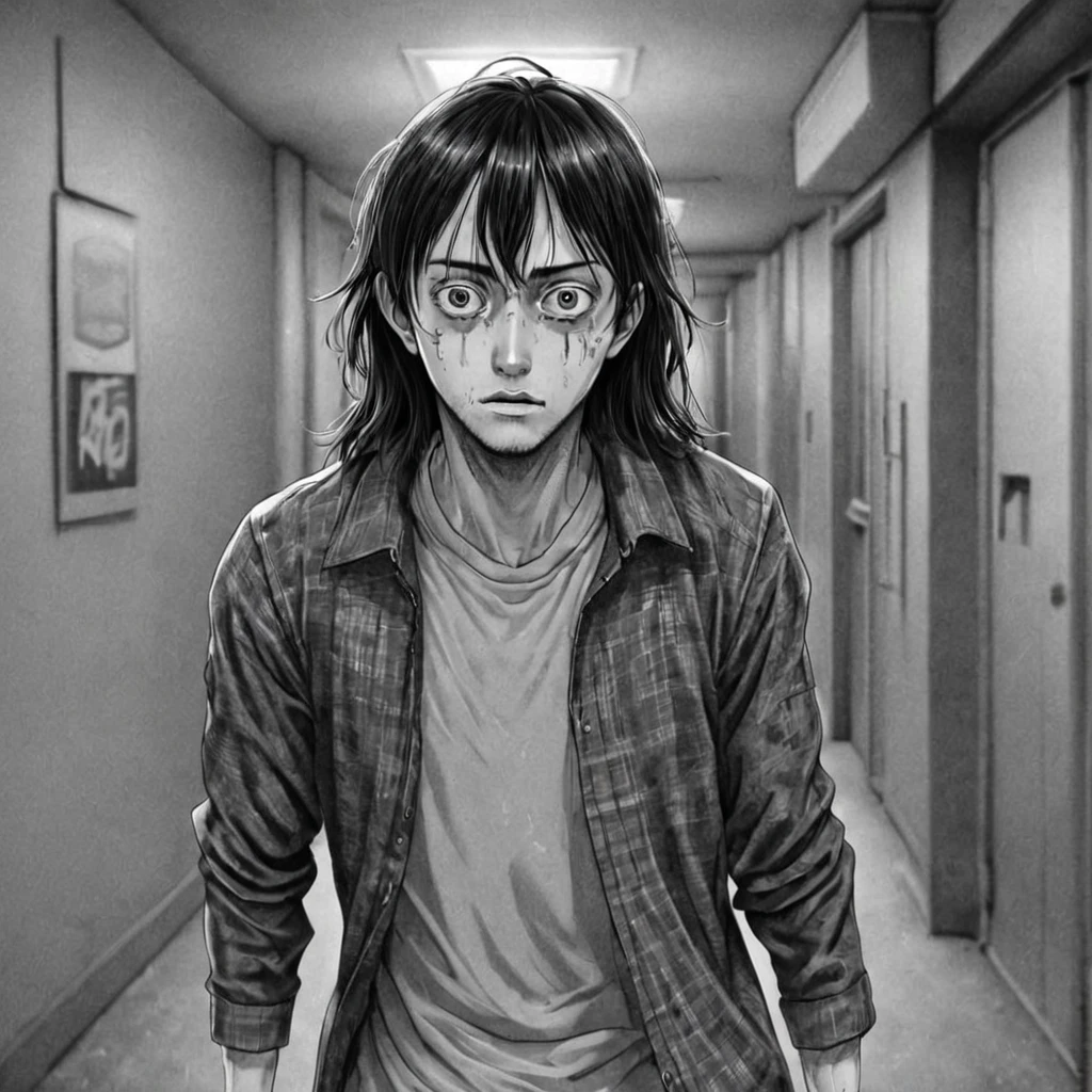 1man, race (anime), bizarre scenario, Junji Ito, Yusuke Murata, black and white, 8k, anime, horror