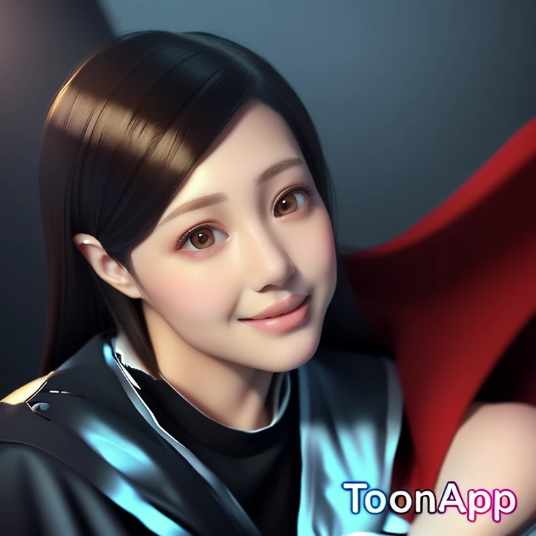 There is a woman holding a mobile phone, Cartoon digital painting, Photorealistic Animation, Realistic Anime 3D Style, Surreal Teen, Realistic anime art style, Ultra realistic anime, Anime Realism style, Cute realistic portrait, Digital cartoon painting art, 3D Anime Real, Tone Mapping, Anime Realism, Created by Anime Painter Studio, cartoon digital art、Big, round, gentle eyes、Photorealistic、More baby face、Her lips are thick too.、