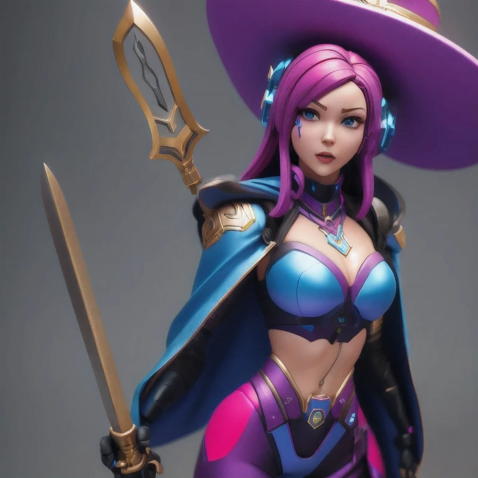 there is a small toy of a woman with a sword in a cave, cute 3 d render, stylized 3d render, 4 k octan render, 8k high quality detailed art, 3 d render stylized, for hire 3d artist, fantasy beekeeper, anime styled 3d, high res render, 3 d clay render, 3d clay render,a close up of a statue of a woman with a blue cape and a pink hat, rendered in sfm, from overwatch, artstation masterpiece, echo from overwatch, cinematic bust shot, overwatch fanart, overwatch inspired, 3 d render character art 8 k, d. va from overwatch, 8k render”, wlop : : 6 octane render : : 3