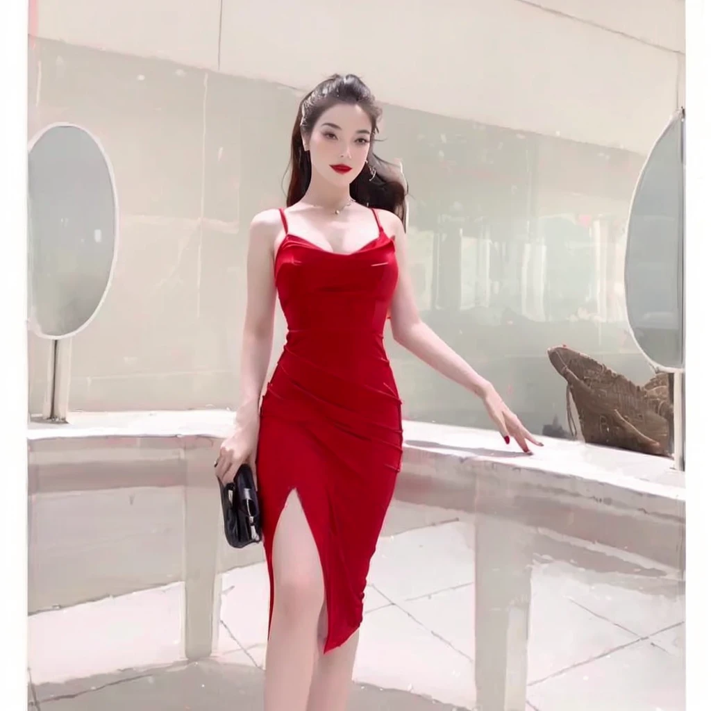 araffe woman in a red dress posing for a picture, sexy red dress, wearing red dress, sexy dress, red dress, wearing a red dress, elegant red dress, 🤬 🤮 💕 🎀, 🔥 😎 🕹️ 👀 :2, wearing an elegant dress, ❤🔥🍄🌪, in a red dress