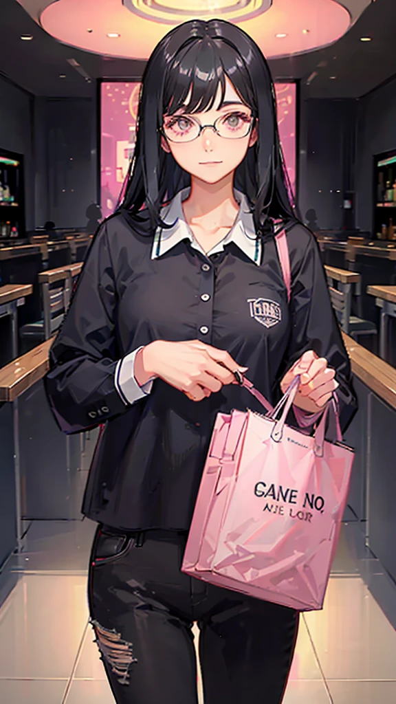 Black Hair Straight Hair Long Hair whisky cheers suit Glasses Pink Eyes