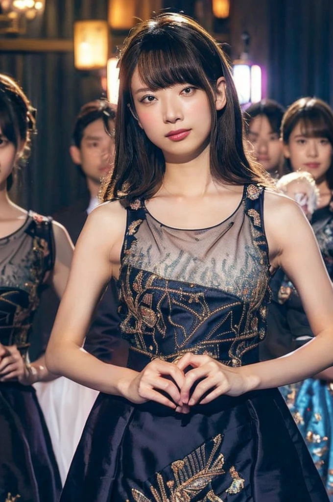 masterpiece,beautiful,Very detailed,In detail,Exquisite,(Ultra-high resolution),(8k UHD highest quality), (Realistic, photograph-Realistic:1.37), depth_of,Blurred_background, photograph_Inset,Draminic lighting,reference_Inset,photograph_background,photographRealistic,Looking_in_Audience,1人of女of子,Detailed skin,光沢ofある肌,(((Upper Body))),(((Evening Dresses))),send