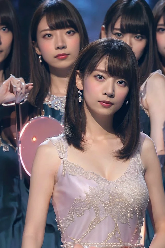masterpiece,beautiful,Very detailed,In detail,Exquisite,(Ultra-high resolution),(8k UHD highest quality), (Realistic, photograph-Realistic:1.37), depth_of,Blurred_background, photograph_Inset,Draminic lighting,reference_Inset,photograph_background,photographRealistic,Looking_in_Audience,1人of女of子,Detailed skin,光沢ofある肌,(((Upper Body))),(((Evening Dresses))),send