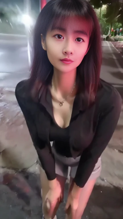 (8K, best quality, masterpiece, Golden Ratio Composition,:1.3), (Beautiful woman in her 40s), (穿着Black tights,), (Nurse in red:1.2), (Huge breasts), (Long legs), Soft face line,Gentle,Silver short hair, Black tights
