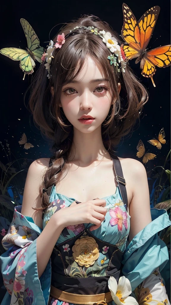 (masterpiece:1.1),(highest quality:1.1),(HDR:1),ambient light,ultra-high quality,( ultra detailed original illustration),(1girl, upper body),((harajuku fashion)),((flowers with human eyes, flower eyes)),double exposure,fusion of fluid abstract art,glitch,(original illustration composition),(fusion of limited color, maximalism artstyle, geometric artstyle, butterflies, junk art),Same person, just change the image size
