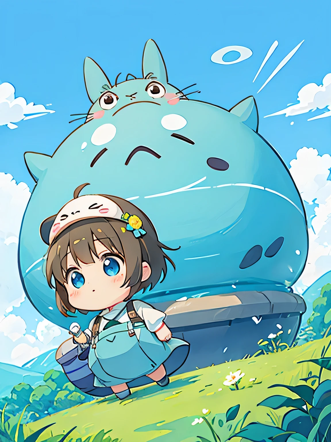 Seizo Watase style、Kawaii Design, most beautiful girl ever、Chibi, (((expedition)))、Totoro, Blue Earth
