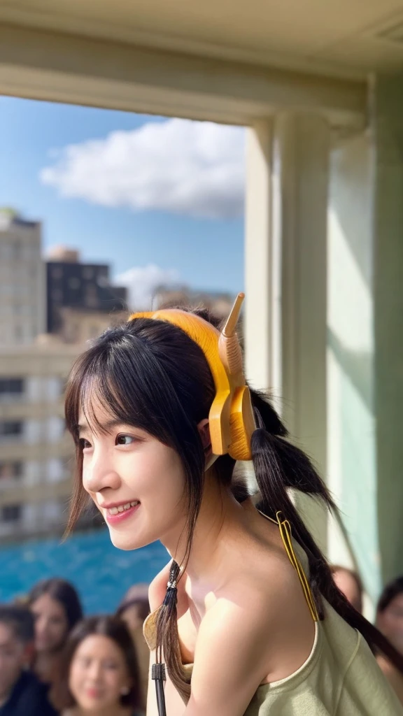 (SFW:1.8、masterpiece, highest quality),Girl1people々, One people々in, Absurd、Draw clear boundaries、hyper Realistic, Realistic,Realistic, Looking at the audience, Light brown eyes:1.4,Brunette Short Bob Hair with highly detailed shiny hair:1.6, Beautiful bangs:2、Attractive bangs:2、bangs:2、Beautiful dark blue off-the-shoulder designer dress:1.8, Lepangas:1.4), Mouth closed, Upper Body、big chest eye、eyelash、{Huge|big chest|Huge|Mega} whole :2, Chest cleavage:2、(((Add highlights to the eyes:1.4、big chest eye、Short Bob Hair、Glowing Skin:1.4、Looking at the audience、She is very 美しい and cute、Show me your ears、Beautiful long neck:1.8、smile、Close your mouth and smile:1.5、Bangs and beautiful teeth)))、Ideal body type、((Very beautiful blue sky background with clouds:2、Beautiful view of clear blue sky and floating clouds:2、Very beautiful deep blue sky background:2))、Beautiful long neck:1.6、(({Huge|big|Huge|Mega} chest, Chest cleavage:2))、(((Beautiful bangs:2、Portrait from the front side :2、Full body up:2、Head And Shoulder:2)))、Perfect Anatomy、people々々Beautiful paintings that make you feel happy:2、Natural and comfortable lighting