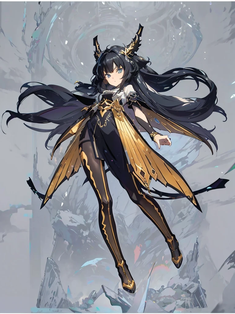Dragon girl with crystal golden horn Black Hair Full body black(Anime Style:1.6)High contrast girl, Sitting, Side Shot, (null:1.3), (masterpiece, Highest quality, perspective, Depth of written border:1.5), Flowers, Rocky Mountain, forest, Beautiful Face, Thighs, From below, 8K, Raw photo, Confused, Impressionism, (Tom Thomson, Claude Monet, Joaquin Sorolla, James Wilson Morris, John Fabian Carlson, Hugh Henry Breckenridge:0.8), HDR, Realistic, Film Grain, chromatic aberration, High Resolution, Very detailed, finely, Dynamic Lighting, Dramatic lighting, Shadow, Sharp focus, Highly detailed eyes and face, Sharp pupils, Realistic student