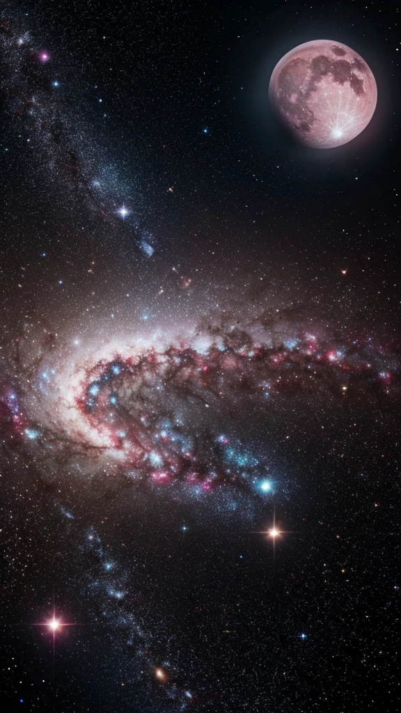 Many stars, Deep galaxies, cigarette, 4K, colorful, 1 Pink Moon