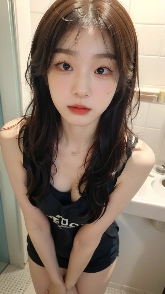 (Best quality, 8k, 32k, Masterpiece, UHD, photorealistic,natural light:1.2),Photo of very pretty Japanese young 1girl wearing panties and bra,high school student,full body shot ,(solo:1.5), lowra,very cute, extremely detailed eyes and face, eyes with beautiful details,round face,bangs,short hair,solo,1girl,changing room front of shower, Long hair,standing in the shower,cleavage,wet, Black Fishnet Stockong