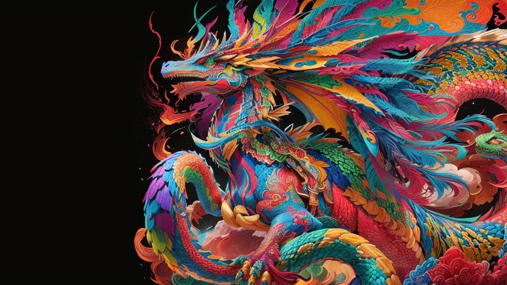 colorful dragon with a snake on its back, digital painting of Quetzalcoatl, altamente intrincado e colorido, Quetzalcoatl, obra-prima intrincada colorida, cheio de cores e detalhes ricos, intrincado colorido masterpiece, muito detalhado e colorido, altamente intrincado em technicolor, arte colorida ultra detalhada, cores brilhantes altamente detalhadas, intrincado colorido, arte colorida super detalhada