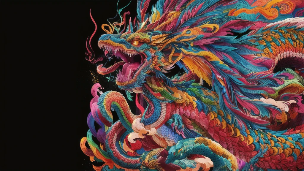 colorful dragon with a snake on its back, digital painting of Quetzalcoatl, altamente intrincado e colorido, Quetzalcoatl, obra-prima intrincada colorida, cheio de cores e detalhes ricos, intrincado colorido masterpiece, muito detalhado e colorido, altamente intrincado em technicolor, arte colorida ultra detalhada, cores brilhantes altamente detalhadas, intrincado colorido, arte colorida super detalhada