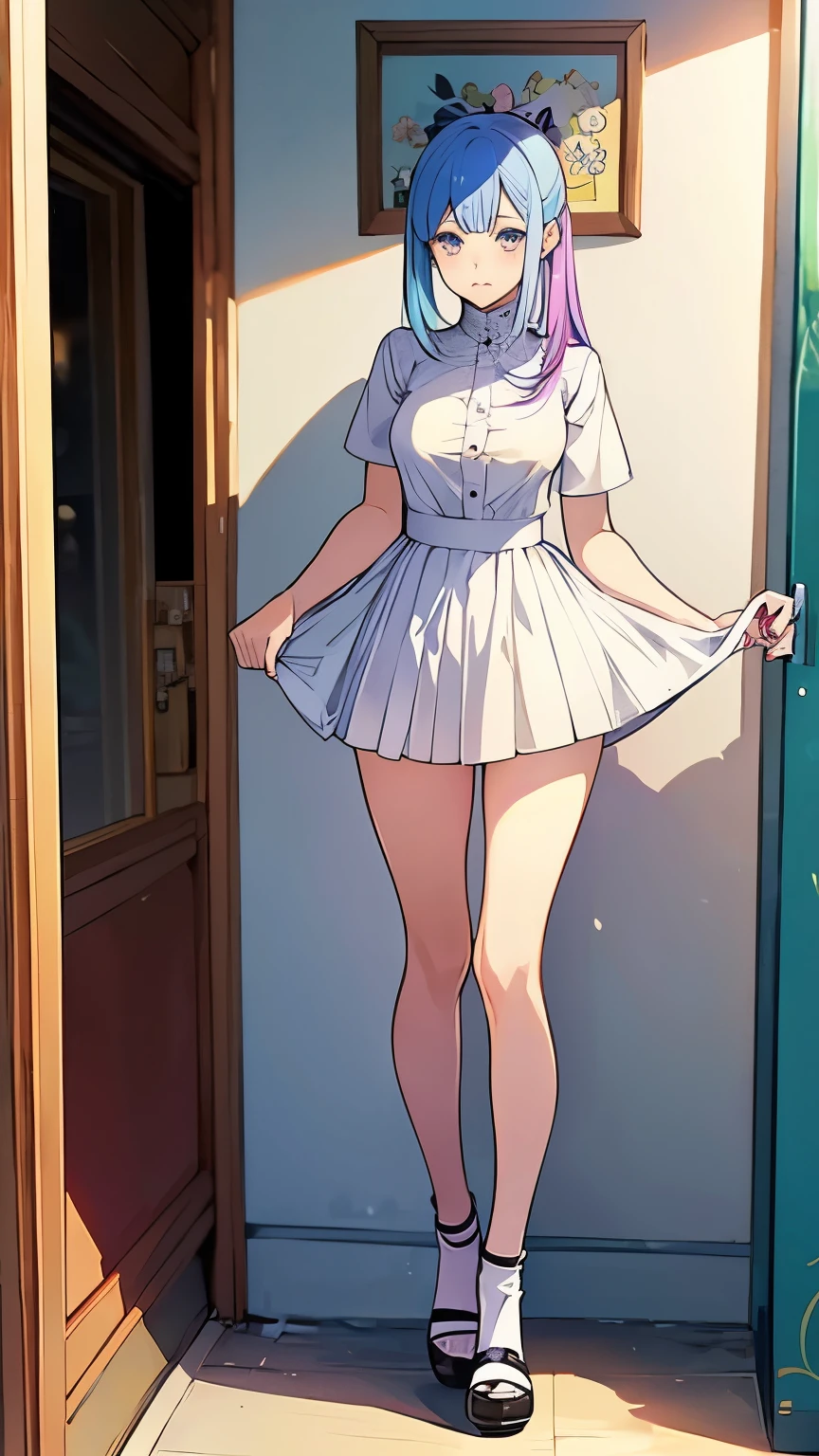 Short sleeve、(manga:1.4),(full body:1.4)、Gal、20-year-old、Stylish clothes、Girl in a dream.I have long, colorful hair.Wear white clothes.It's a rock band.I'm singing a song.Memos flying around.Top quality illustrations.What a beautiful illustration!.Very colorful.