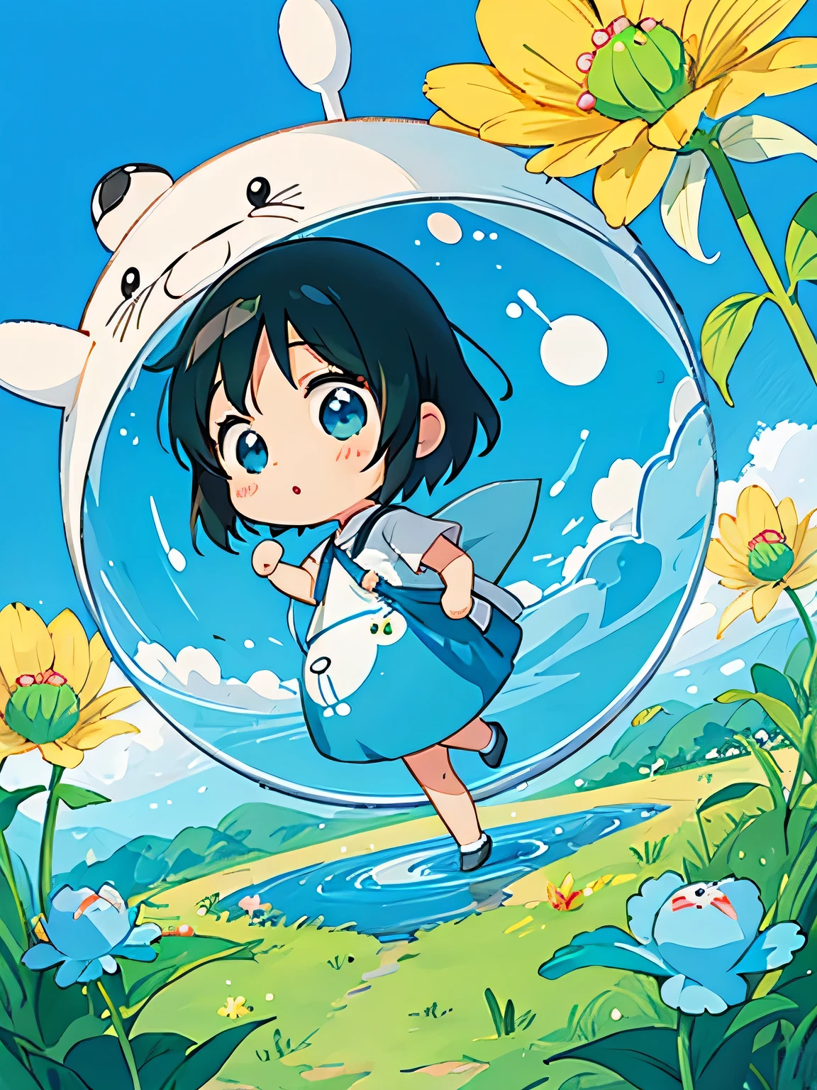 Seizo Watase style、Kawaii Design, most beautiful girl ever、Chibi, (((expedition)))、Doraemon, Blue Earth