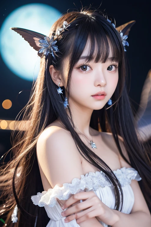 Cute 18 year old Japan girl、Starry Sky、Orion shining in the night sky、Two Gemini fairies、goddess、Fantasy、Bust Emphasis、Shortcuts、Fantastic Background 、meteor、Looking at the camera facing the front、high quality、Ultra-high resolution、Very detailed、Exquisite detail、Soft cinematic light、high quality、Ultra-high resolution、finely、Exquisite detail、8K resolution