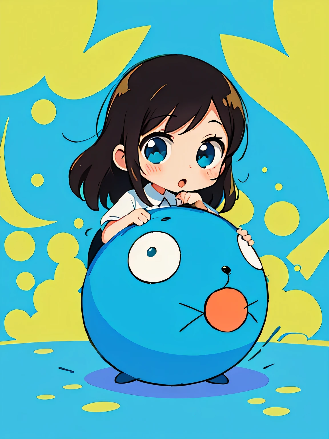 Fujiko F Fujio style、Kawaii Design, most beautiful girl ever、Chibi, (((expedition)))、Doraemon, Blue Earth