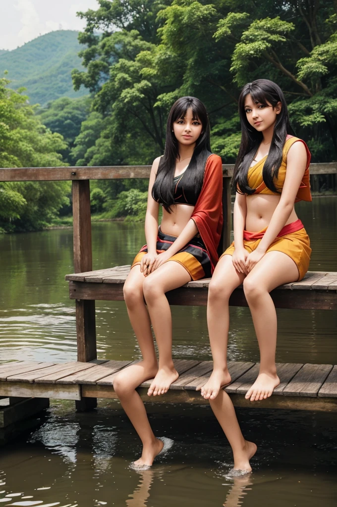 A beautiful Japanese girl with fair skin and angelic features........ She is a ager、Looks like a slender 12 year old. The girl is wearing an African aboriginal costume, tome'a little embarrassing for her. She has a childish appearance with a flat chest. The setting is the African jungle.., The atmosphere in the forest is professional and clean....... ...... The artwork is、Must be realistic, Highly detailed photorealistic quality, high resolution render, Gives a cute and innocent atmosphere. Lighting should be balanced and natural, Beautifully illuminate the scene.、Show nipples、Underpants1becomes a sheet、