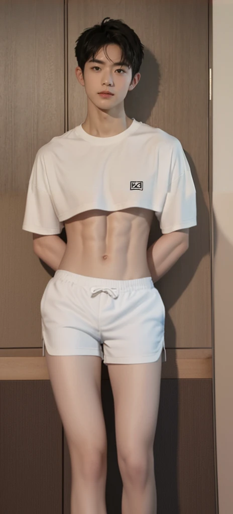 Korean boy
Beautiful
V 
Jewellery
Kpop idol

 Short White and black hair
Sixpack
Famous 