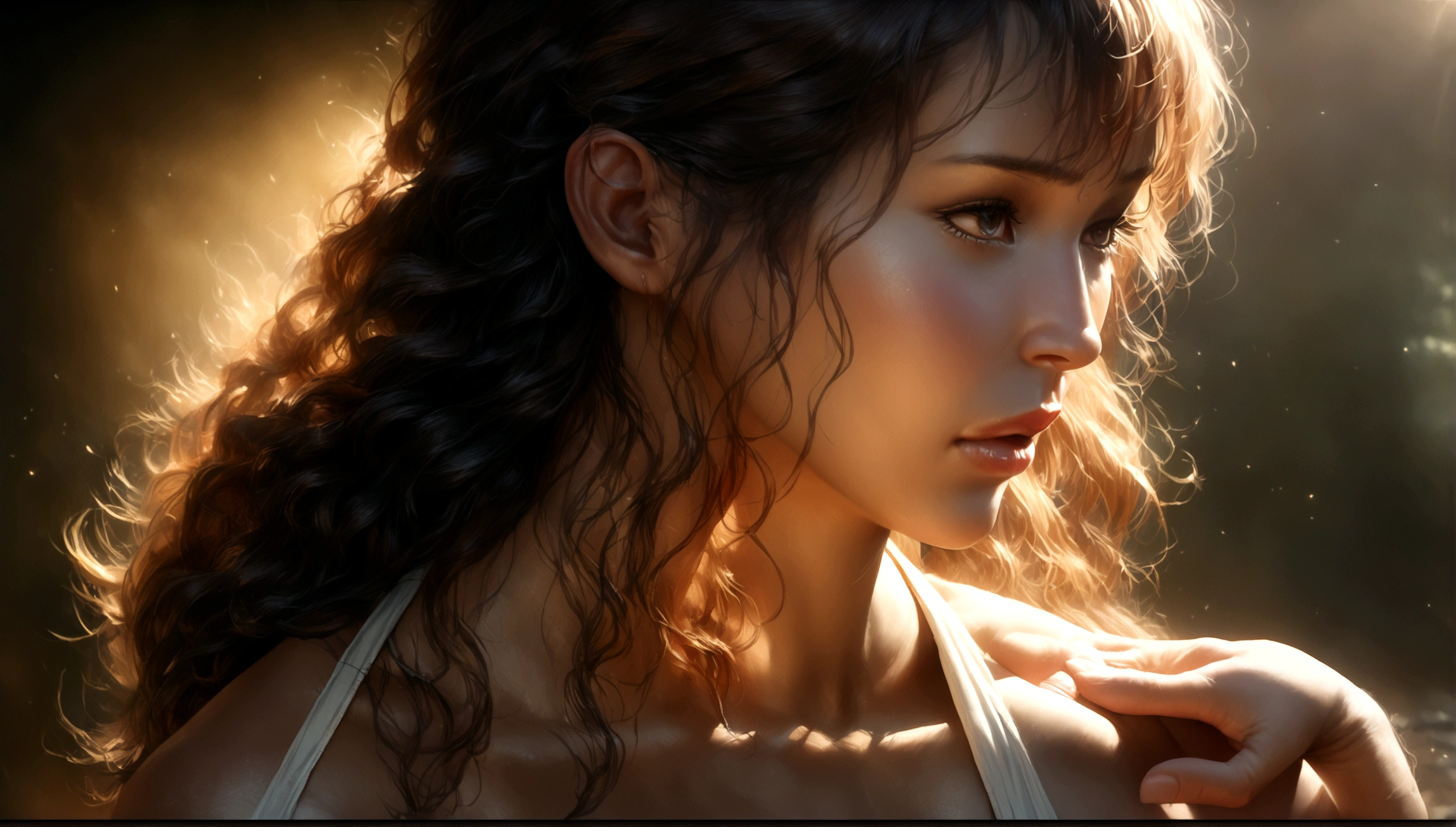 a sexy girl in a white bikini, beautiful detailed face, long wavy hair, intricate detailed body, perfect tight abs, toned legs, back view, detailed skin texture, golden hour lighting, cinematic lighting, highly detailed, photorealistic, (best quality,4k,8k,highres,masterpiece:1.2),ultra-detailed,(realistic,photorealistic,photo-realistic:1.37)