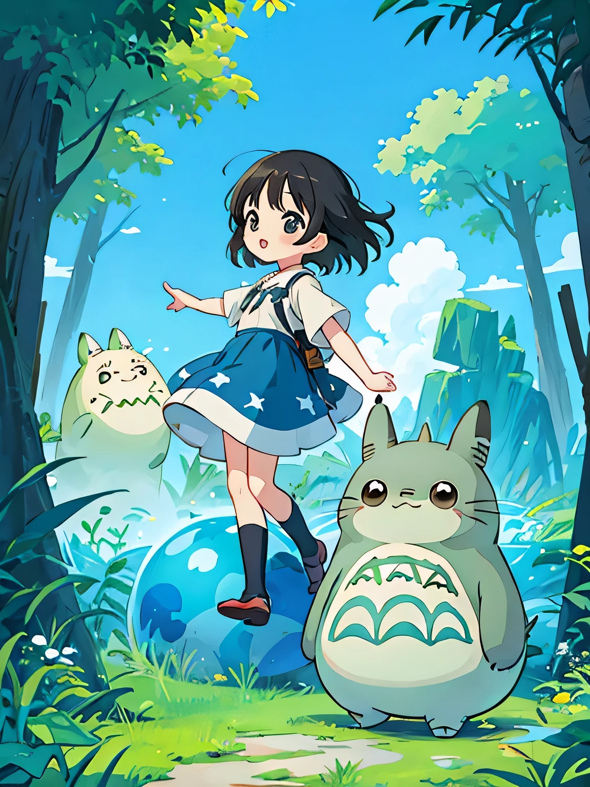 Seizo Watase style、Kawaii Design, most beautiful girl ever、Chibi, (((expedition)))、Totoro, Blue Earth