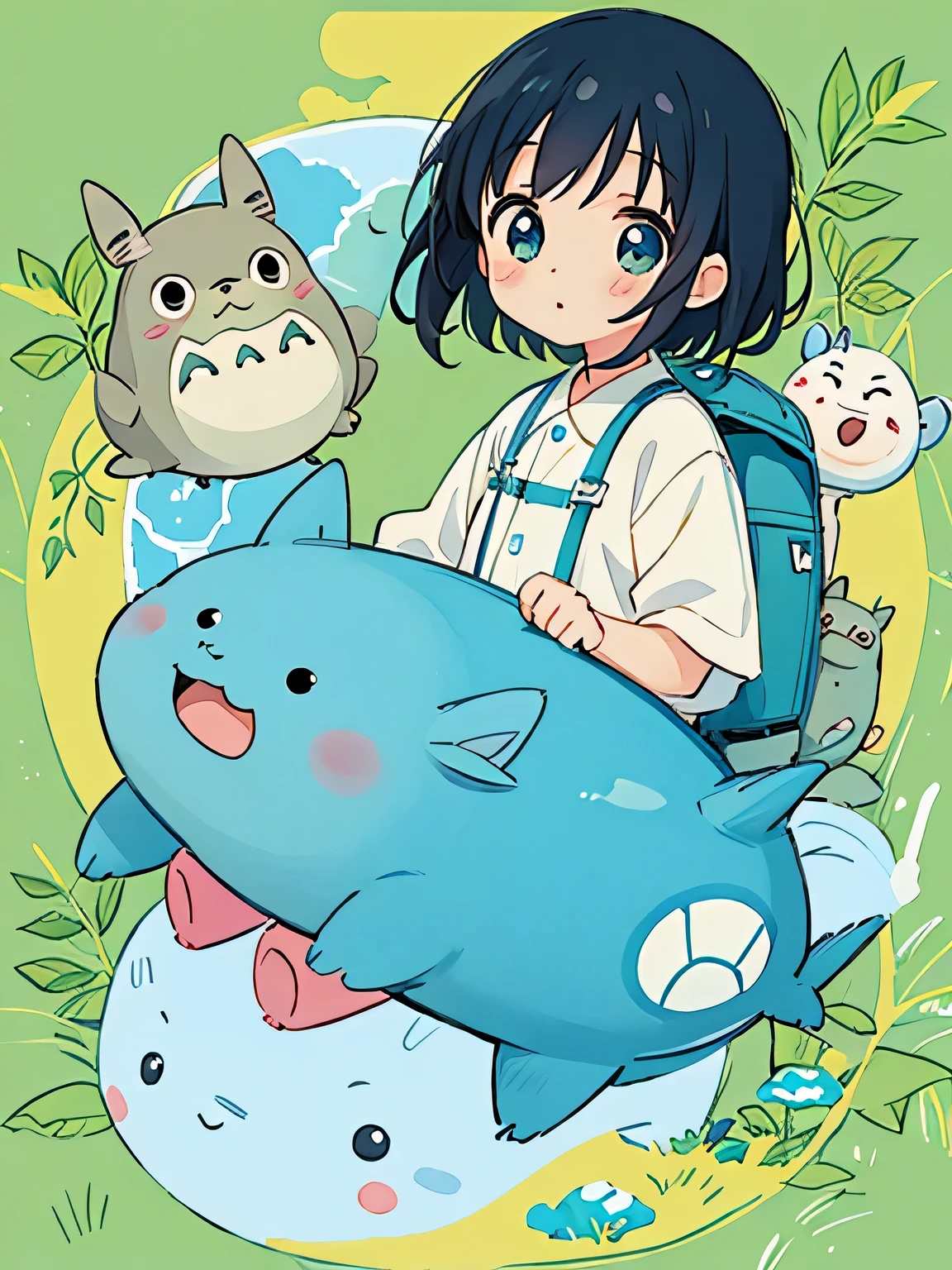 Seizo Watase style、Kawaii Design, most beautiful girl ever、Chibi, (((expedition)))、Totoro, Blue Earth