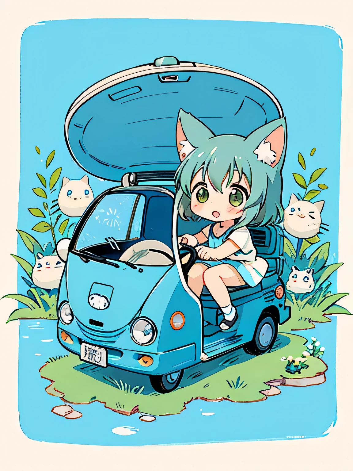 Seizo Watase style、Kawaii Design, most beautiful girl ever、Chibi, (((expedition)))、Totoro, Blue Earth, Cat Bus