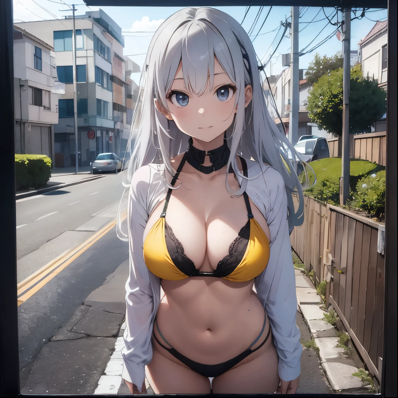 Silver-haired girl drawn in high resolution Japanese anime style、whole body、Women in yellow bikinis taking photos on a deserted beach, model bikini, , Young and cute gravure idol, Posing together in a bra, Russian and Japanese mix, sakimichan, Asian woman, Wear a swimsuit, that'that'that'that'that'that'that'that'that'that'that'that'that'that'that'that'that'that'It's hot with the shining sun, Japanese Model, Cute Core, sakimichan HDRI, Young Gravure Idol, Chubby