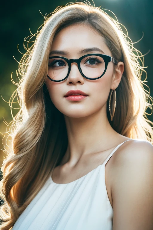 Photo portrait of a beautiful fat woman wearing glasses, long curly blonde hair, drooping shoulders, about 50 years old, (medium shot portrait:1.3), dramatic light, Rembrandt lighting scheme, (hyperrealism:1.2), (8K UHD: 1.2), (photorealistic :1.2), shot with Canon EOS 5D Mark IV, facial detail, skin texture detail, flawless smooth skin, radiant complexion, smooth touch, even texture, blemish free, radiant appearance, youthful appearance, soft and supple skin, non-porous , perfect skin tone, porcelain complexion, velvety smoothness, moist and fresh skin, natural beauty, healthy and bright skin, standing on the road