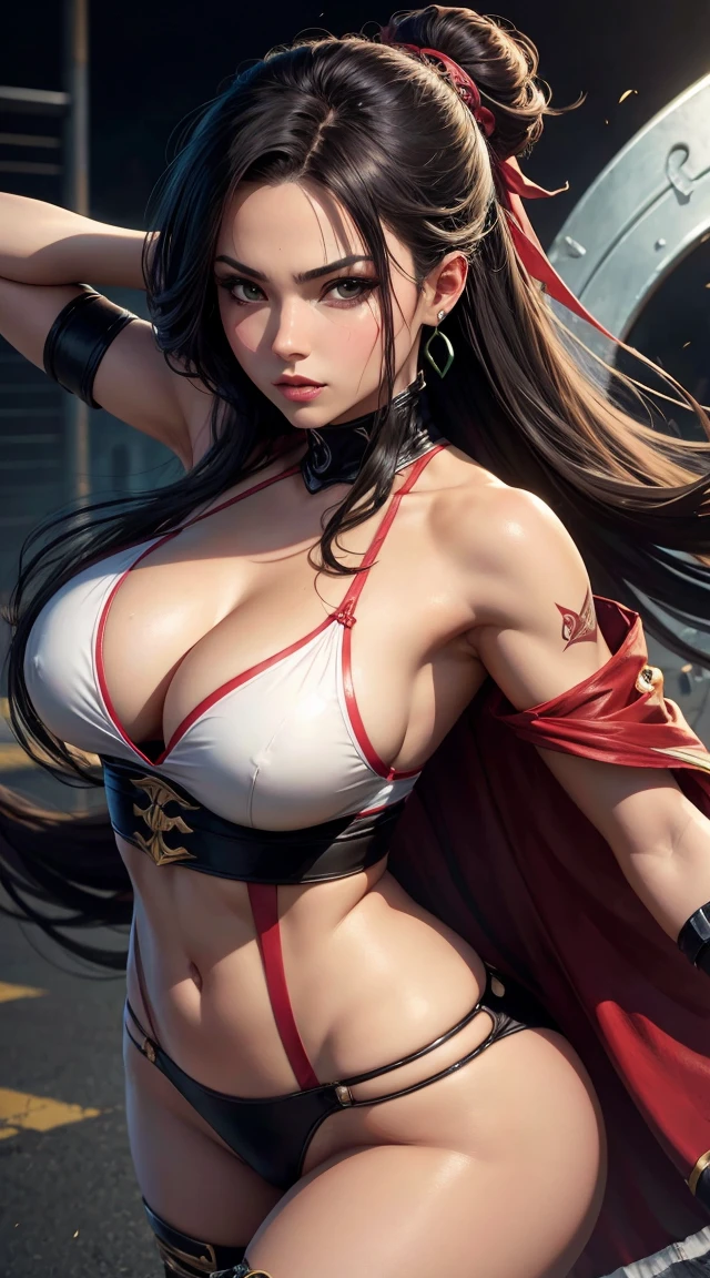 uma pintura de uma mulher com uma espada e um vestido vermelho, badass anime 8 k, retrato ninja gaiden garota, Akali from league of legends, estilo anime 4k, high-quality, crisp artwork, arte em estilo anime, personagem de anime; arte de corpo inteiro, Akali, high definition art, urban samurai, Arte detalhada em 4k, Arte detalhada de alta qualidade em 8K