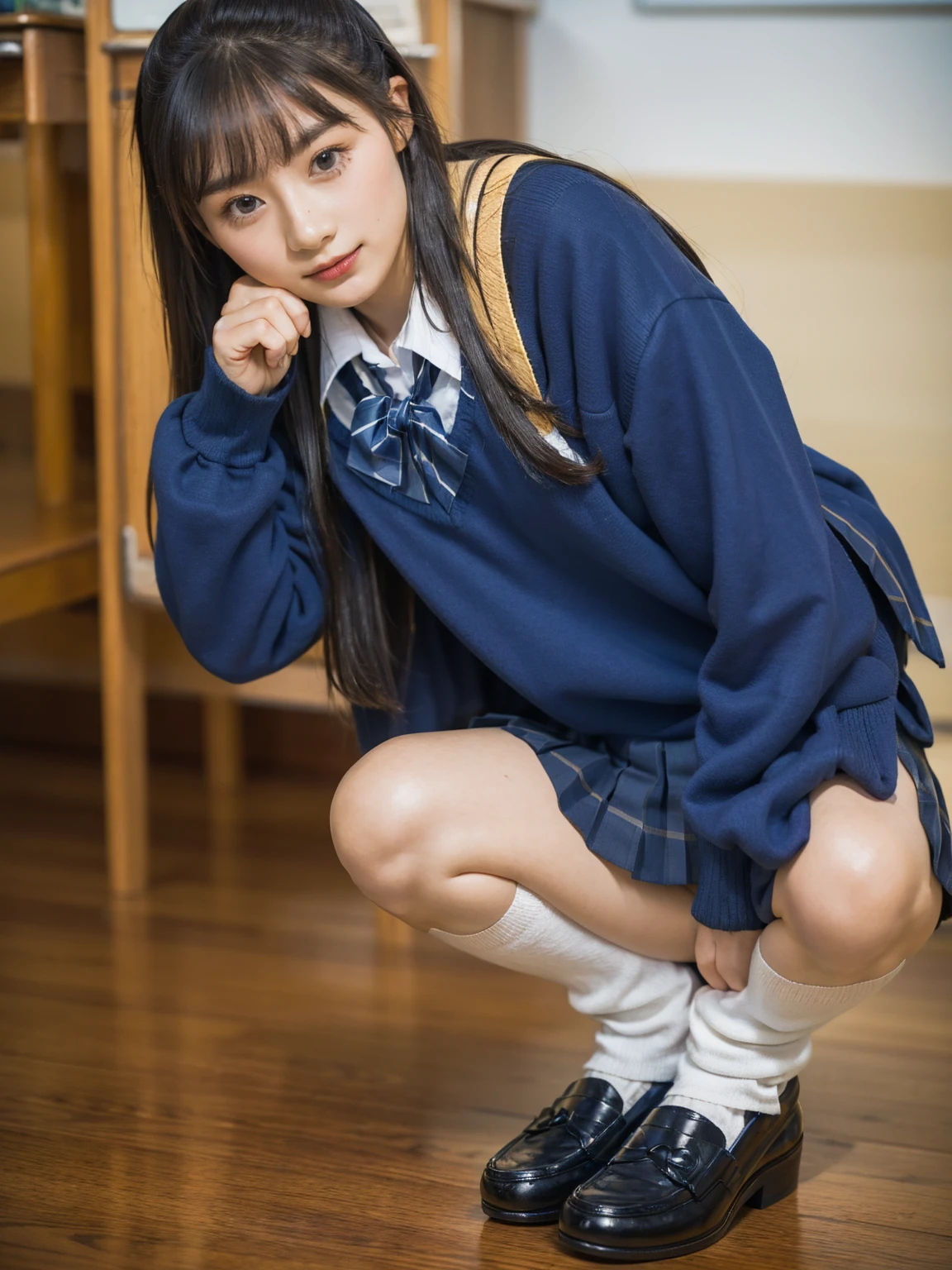 (photorealistic:1.4), best quality, masterpiece, raw 32k photo, (extremely detailed japanese beautiful girl), (extremely detailed eyes:1.2), (cute face:1.2), ultra-detailed, ultra high res, amazing, BREAK,squatting,
(school uniform:1.5), (full body:1.2), detailed school girl, (disneyland:1.3), beautiful detailed girl, bangs, cute face, miniskirt,loafers,((exposed panties)),open leg, a girl