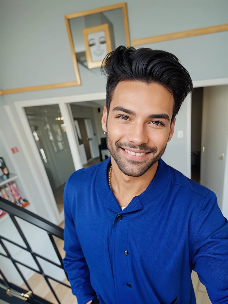 Black jacket smile face hairstyles