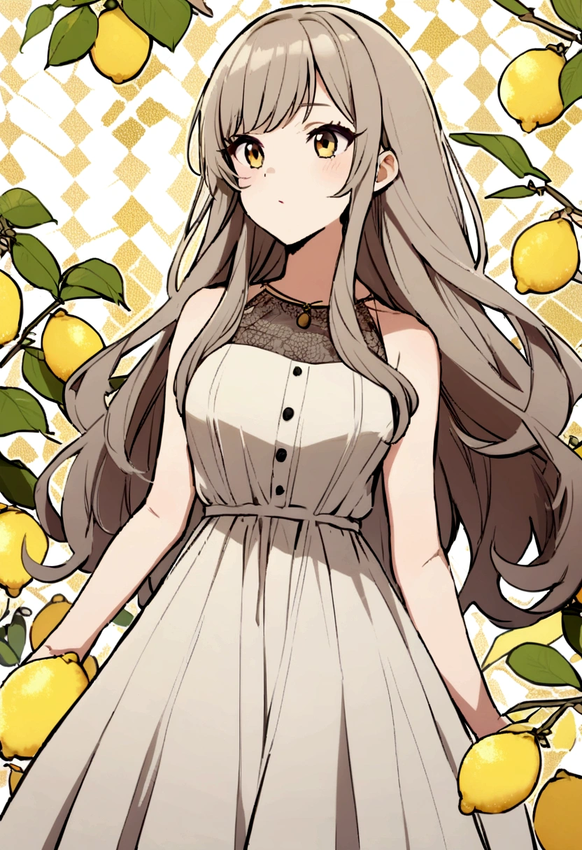 A refreshing southern French look using lemons,Casual Coordination, One Girl, Long Hair, Show the whole outfit