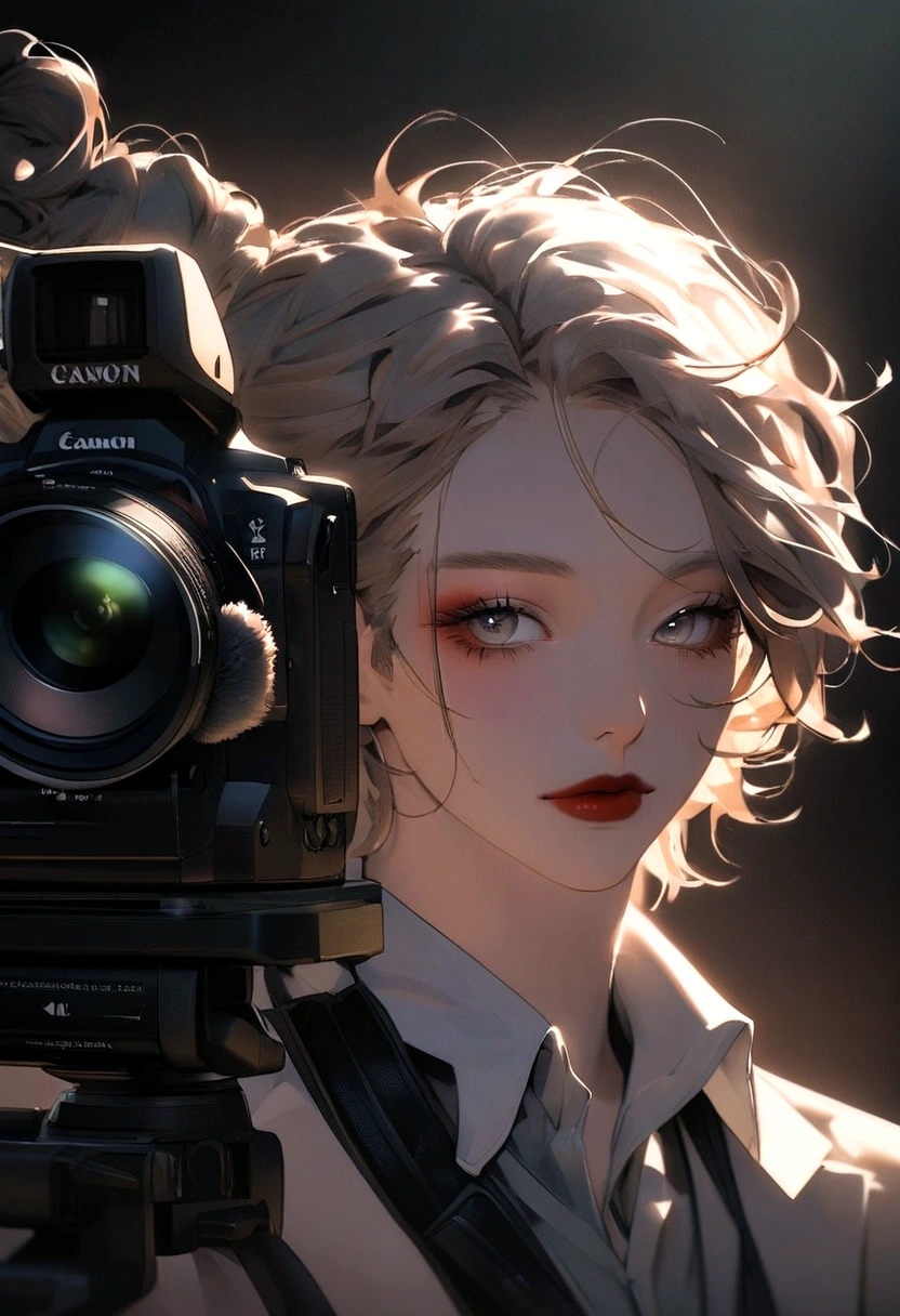 , businessman, natural makeup, natural makeup, portrait, amphitype, front view, Hazy: Canon EOS R6 camera with a Canon RF 24-105mm f/4L IS USM lens, integrated art, concert photography