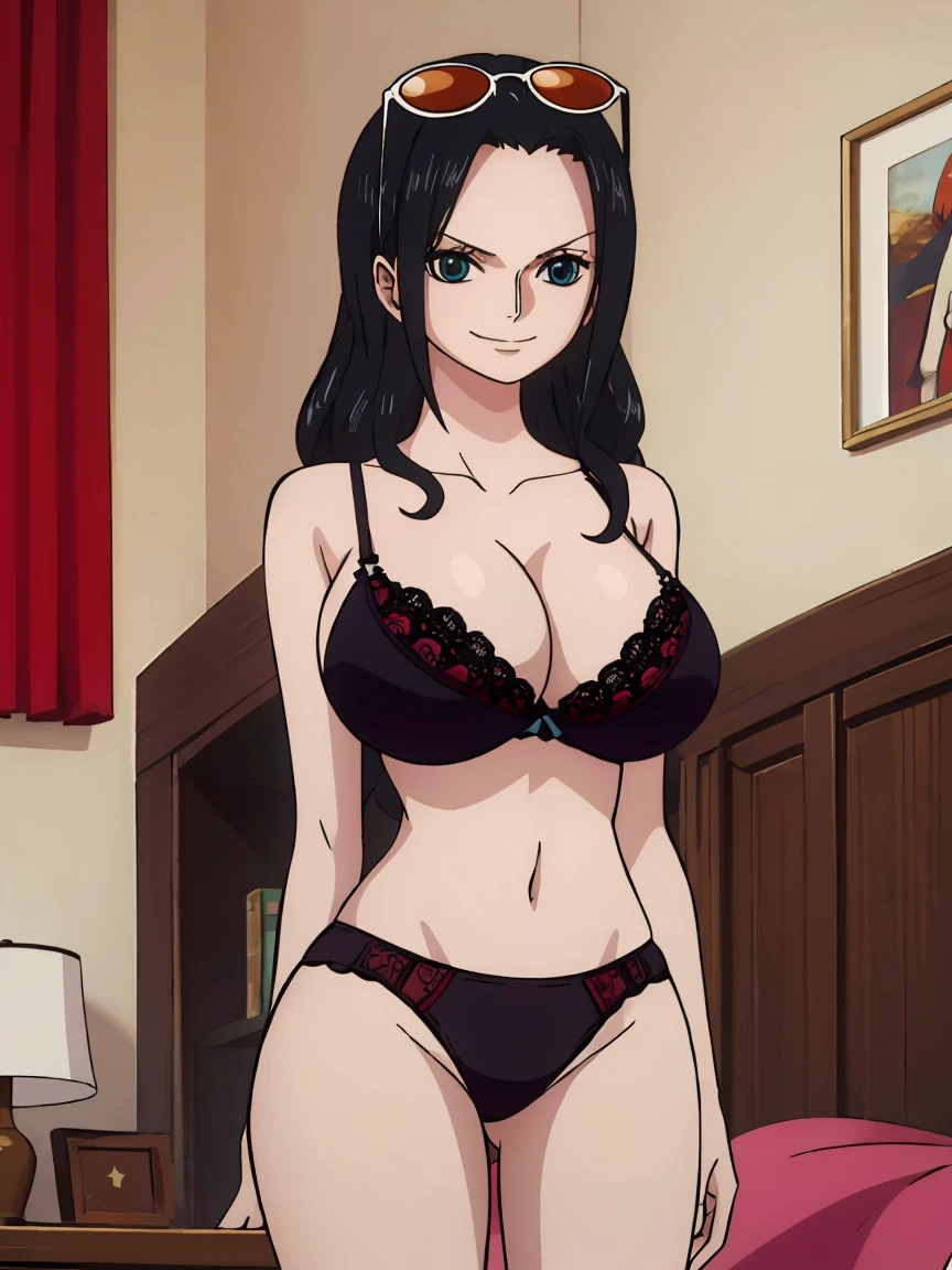 Nico Robin  from one piece naked orange hair, brown eyes, naked , huge breast, small nibbles, thic hips, wide hips, pussy , perfect waist, sexy