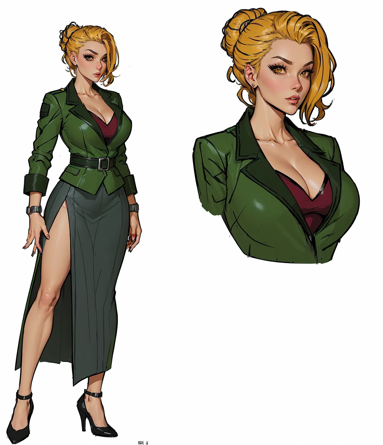 a close up of a cartoon of a woman in a skirt, sil from species, 90s comic book character design, official character art, anya from spy x family, comic character design, official character illustration, female lead character, comic character, character full body portrait, adult character, ( ( character concept art ) ), comic book character, full body character concept