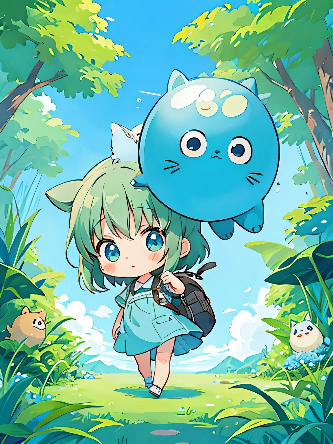 Seizo Watase style、Kawaii Design, most beautiful girl ever、Chibi, (((expedition)))、Totoro, Blue Earth
