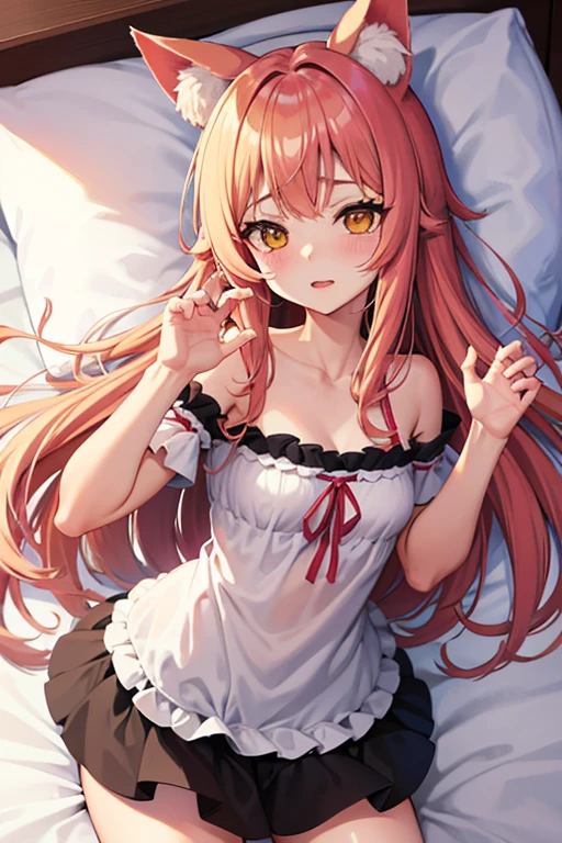 garota de anime com seios grandes sentada em uma cama com orelhas de gato, linda garota-gato de anime, garota anime sedutora, anime catgirl,  gato anime muito linda, cute anime catgirl, anime cat,  gato branco, raposa de cabelos brancos, holo is a wolf girl, anime waifu, Nekomimi, Nyaruko-san, garota gato atraente