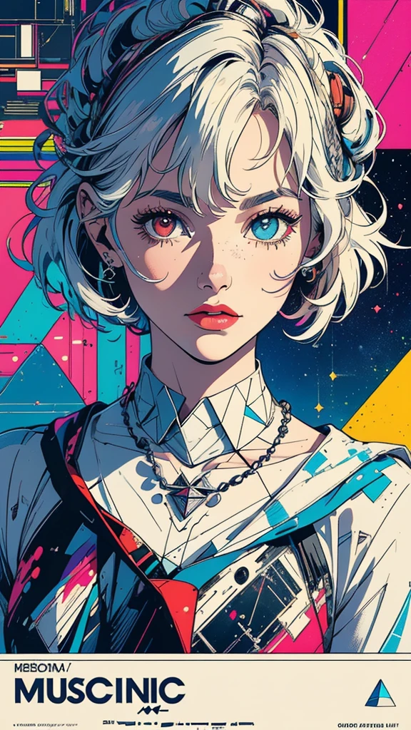 (((masterpiece, highest quality))),(((solo:1.2))),(((1girl:1.2))),32k wallpaper, very detailed, poster, vintage science fiction, 1960s,(((((geometric cinematic movie poster))))), (bauhaus), shape,(((abstract))), mid century modern, movie poster, vintage, Perfect Lady,1970's, halftone, speech bubble,(((portfolio,Close-up))),(((various angle))),(((bust up))),((highlight)),Vast landscape,((((heterochromia)))),(((complete. detailed face))),(((Extremely talented))),(((most complecated machine))),(((Overall colorfully)))