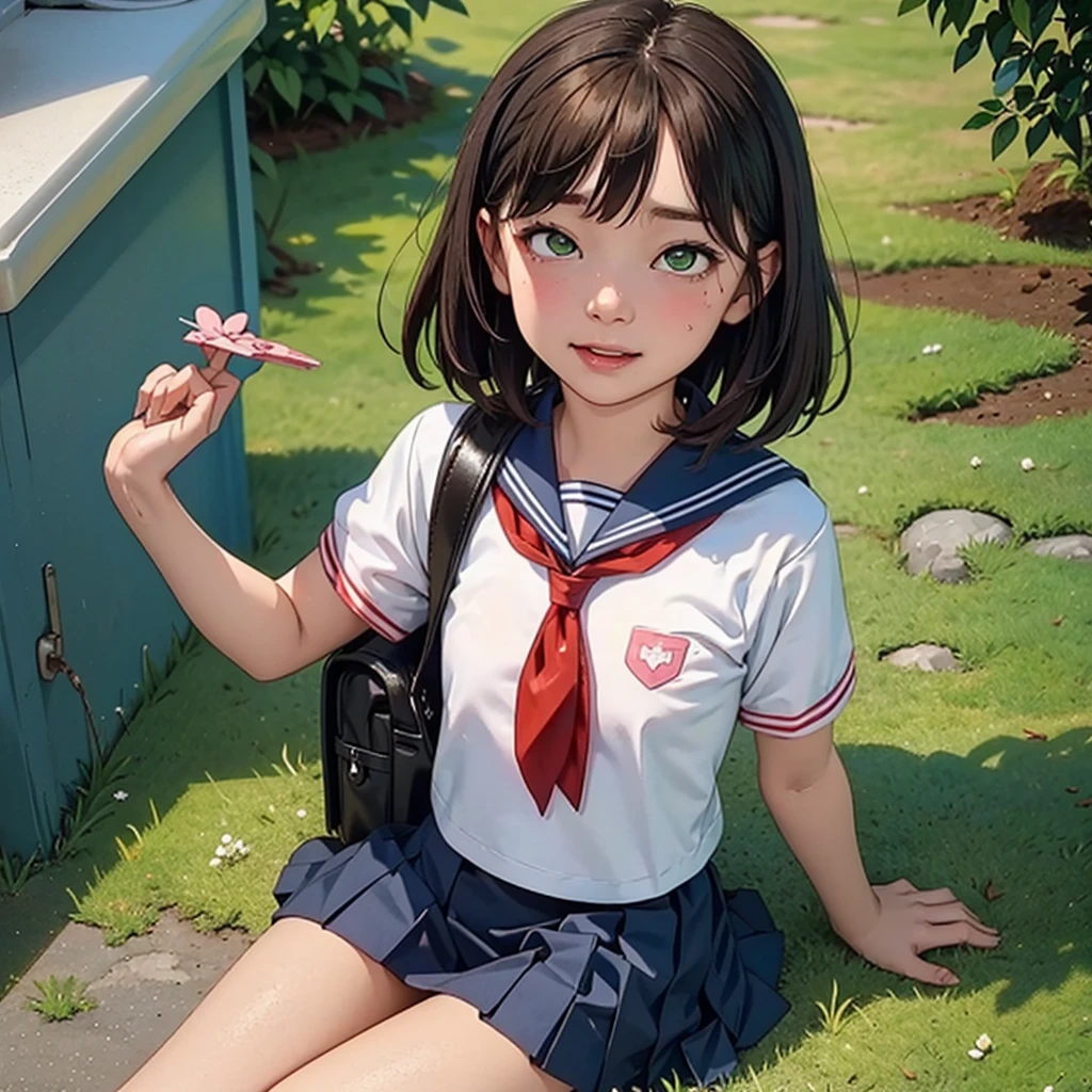 sapphire kawashima, short hair, bangs, Brown Hair, (Green Eyes:1.3), bow, Ahoge, HAIR bow, Polka dot pattern, Polka dot pattern bow,
skirt, shirt, Long sleeve, school uniform, PLEATED skirt, Seraph, neckerchief, (BROWN skirt:1.2), WHITE Sailor collar, (BROWN shirt:1.2), Kitauji High School school uniform, (RED neckerchief:1.5),
skirt, shirt, , WHITE shirt, Short sleeve, PLEATED skirt, Seraph, Sailor collar, BLUE skirt, neckerchief, BLUE Sailor collar, ((school bag)), PINK neckerchief, Kitauji High School ,((Kime sex、Drug Lover、junky、Ecstasy face、The pleasure of drowning in ecstasy、Face distorted by pleasure、Overdose face))(((Be incontinent))), (((Peeing))), (((Peeing on your own))), (Pee running down my legs)