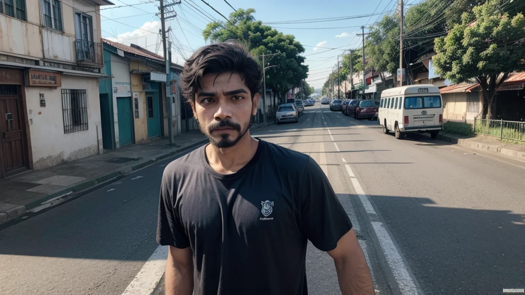 crie uma imagem de isaias tirando uma self em uma cidade antiga com pessoal da epoca ao redor